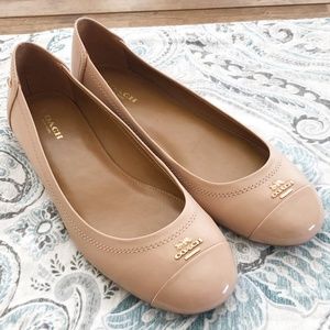 Beige Patent Flats || Coach